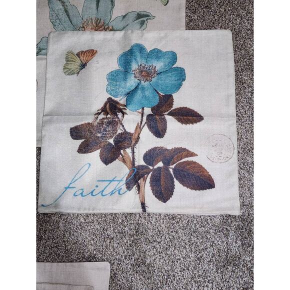 Pillow Cover Floral Square Cushion Case 18" x 18" Hope Love Faith Peace x6 - Picture 6 of 8